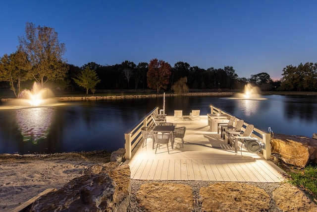 dock area featuring a water view