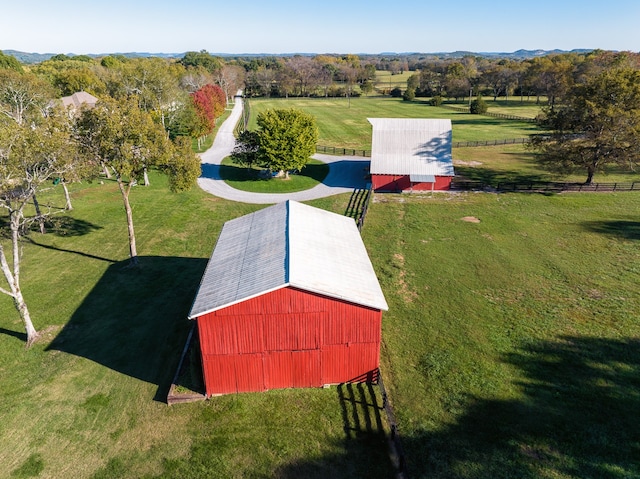 bird's eye view featuring a rural view