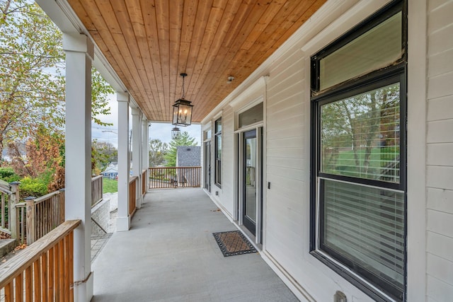 view of patio featuring a porch