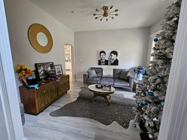 living room with light hardwood / wood-style flooring