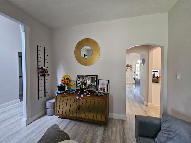 hall featuring light hardwood / wood-style floors