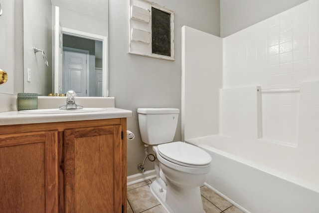 full bathroom with tile patterned flooring, vanity, toilet, and shower / washtub combination