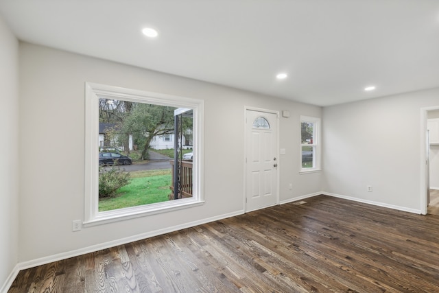 entrance foyer featuring dark hardwood / wood-style flooring