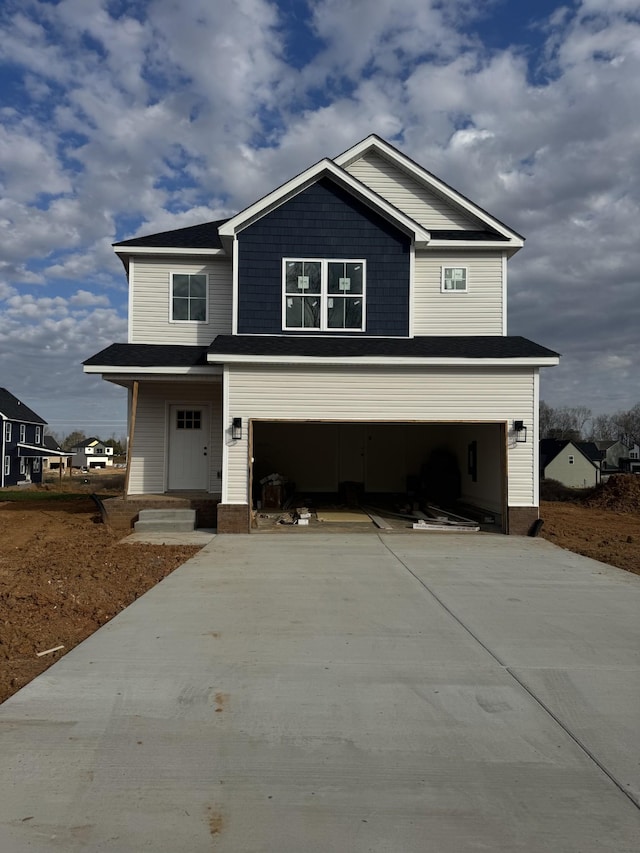 view of front facade with a garage