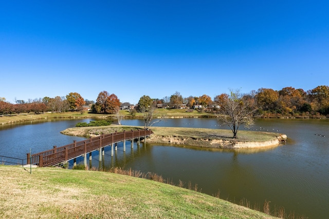 view of dock featuring a water view