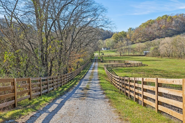 view of street with a rural view