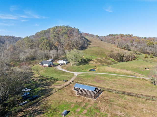 drone / aerial view with a rural view