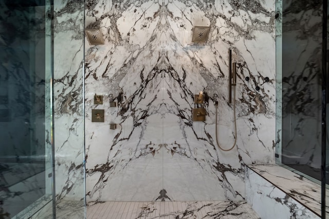 details with a marble finish shower