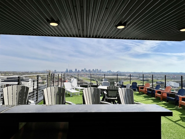 view of patio with a view of city