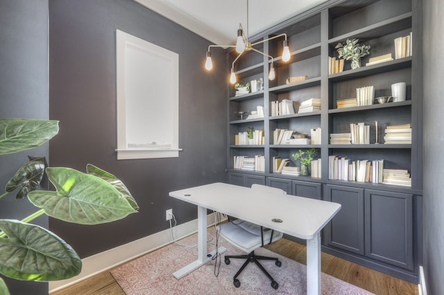 home office featuring dark hardwood / wood-style floors