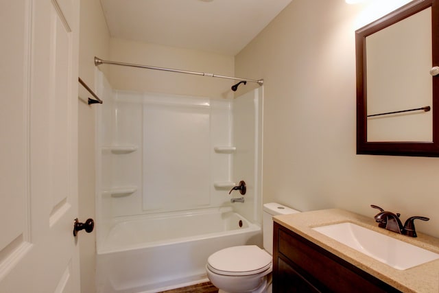 full bathroom featuring vanity, toilet, and tub / shower combination