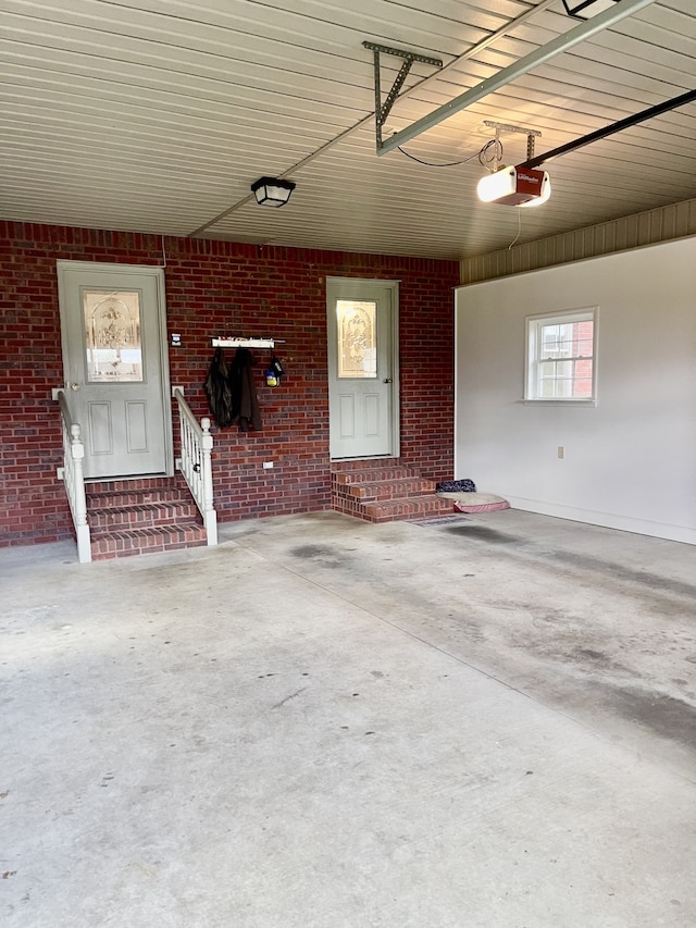 garage with a garage door opener