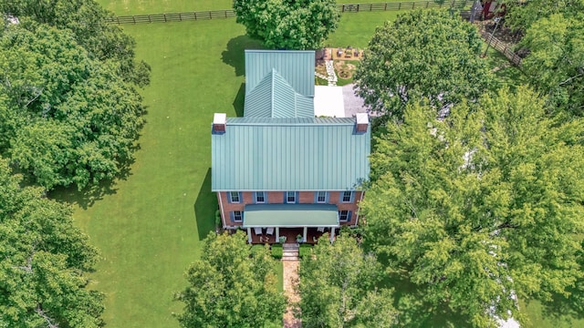 aerial view with a rural view