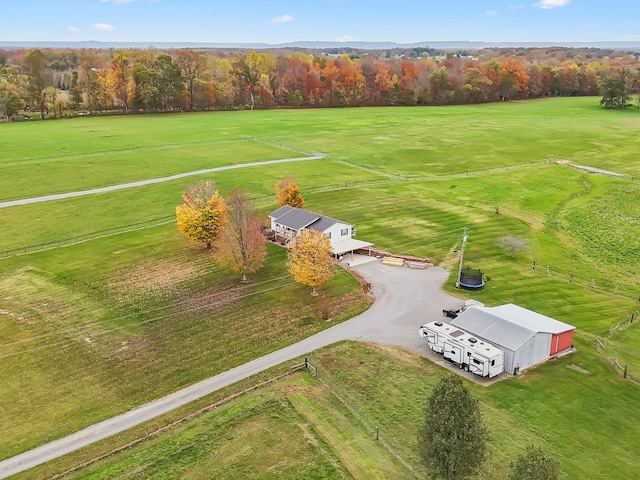 aerial view featuring a rural view