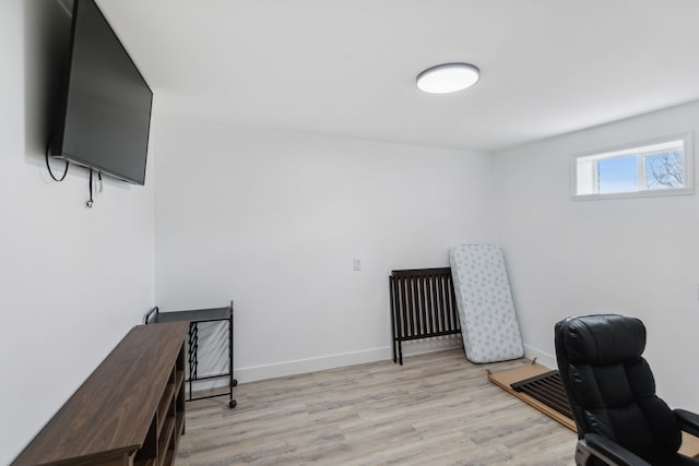 office area featuring light hardwood / wood-style floors