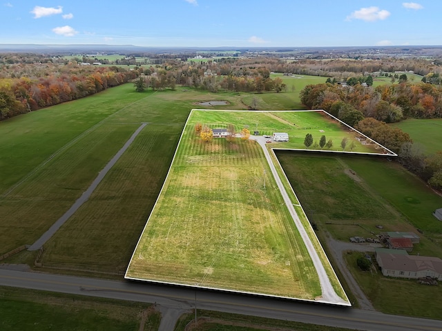 drone / aerial view with a rural view