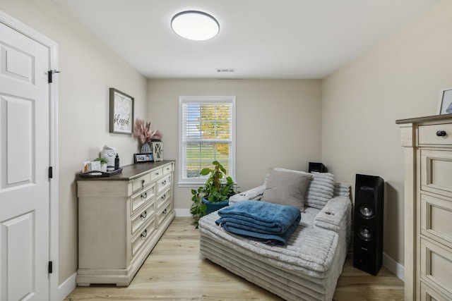 living area with light wood-type flooring