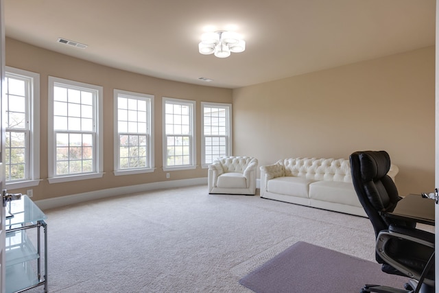 view of carpeted home office