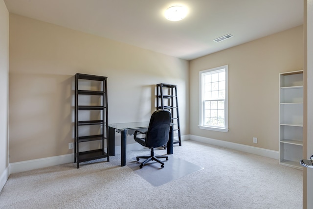 view of carpeted office space