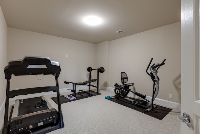 workout room with carpet floors