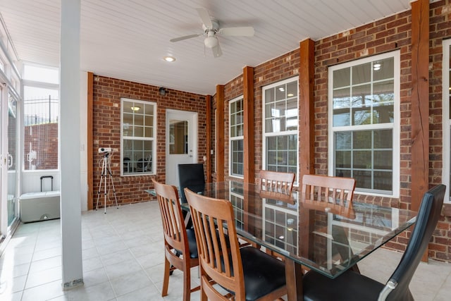 interior space featuring ceiling fan