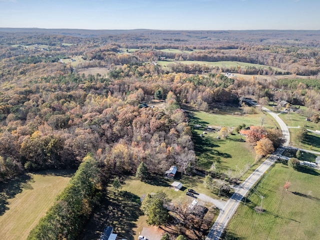 birds eye view of property featuring a rural view