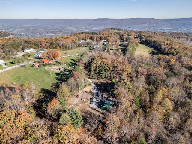 bird's eye view with a mountain view