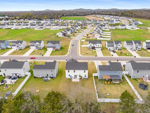 drone / aerial view featuring a mountain view