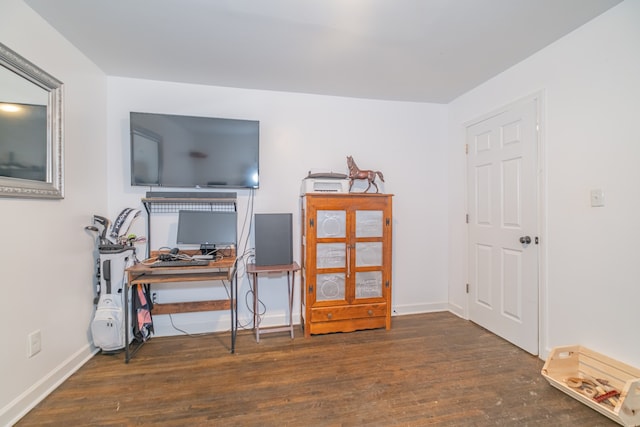 miscellaneous room featuring dark hardwood / wood-style flooring