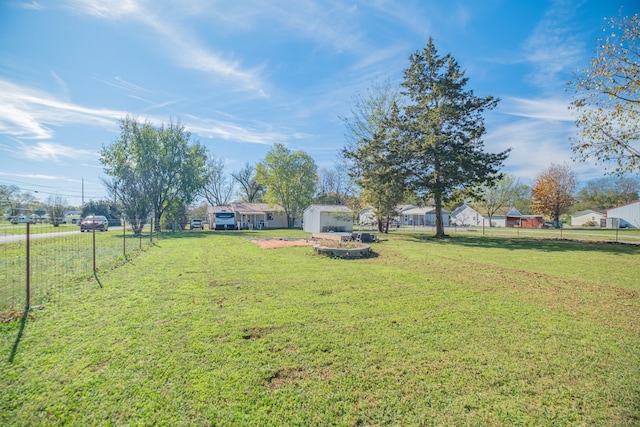 view of yard with a shed