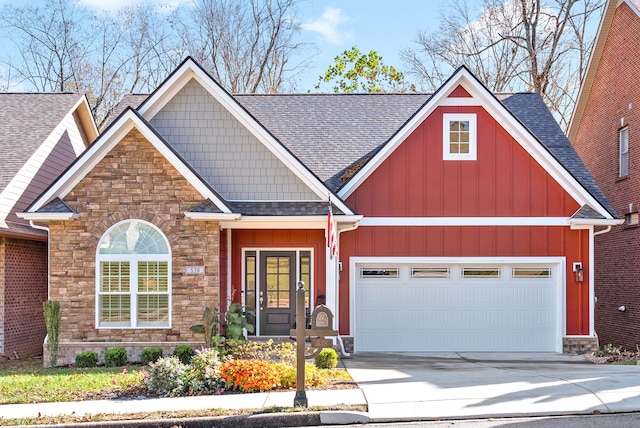 craftsman inspired home with a garage