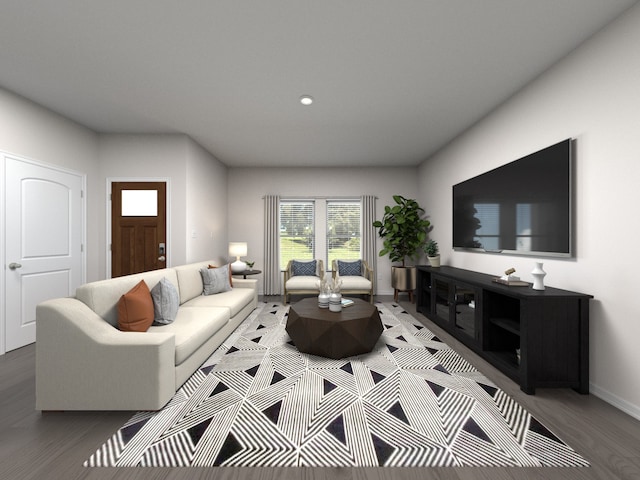 living room featuring hardwood / wood-style flooring