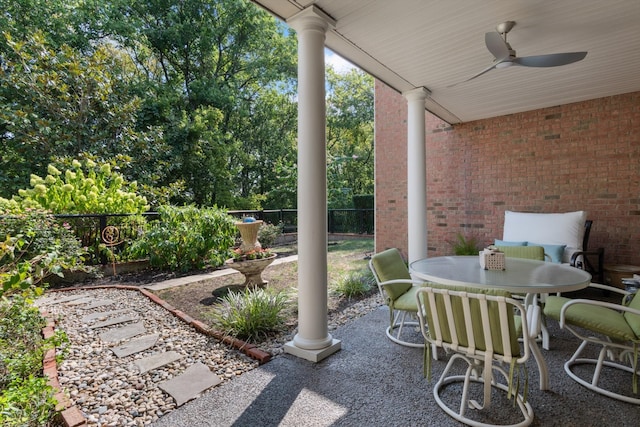 view of patio / terrace with ceiling fan