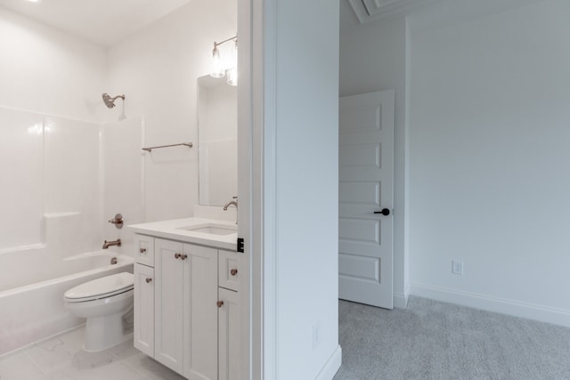 full bathroom featuring vanity, toilet, and shower / bathtub combination