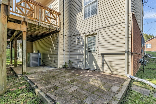 view of patio / terrace featuring a deck and central air condition unit