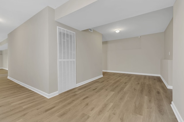 interior space with light hardwood / wood-style flooring