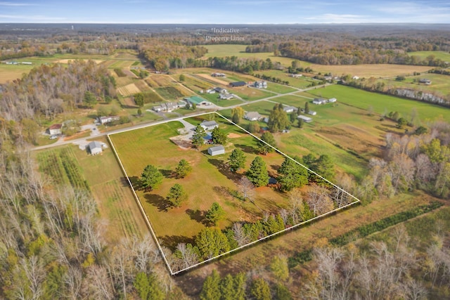 aerial view featuring a rural view