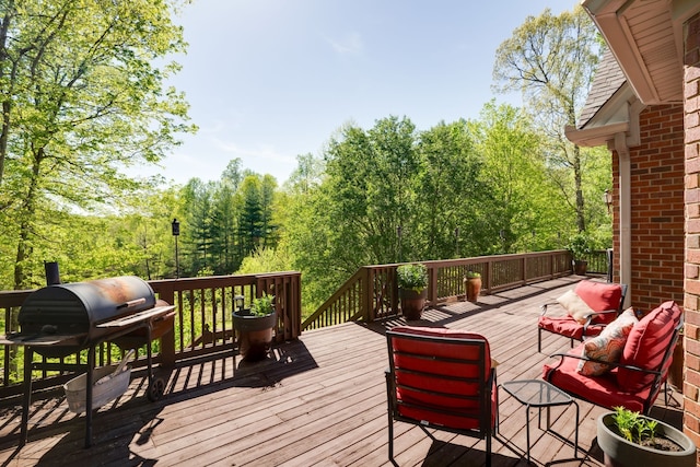 wooden terrace with grilling area