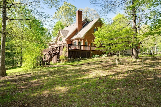 view of yard featuring a deck