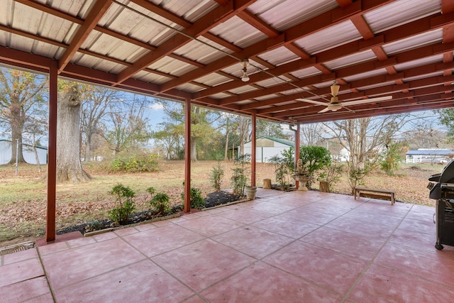 view of patio / terrace featuring grilling area and ceiling fan