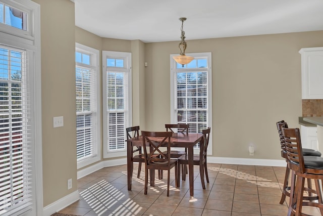 tiled dining area with plenty of natural light