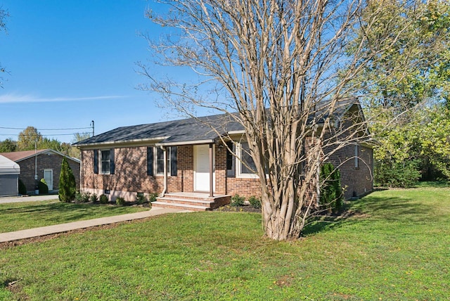 ranch-style house featuring a front lawn