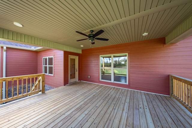 wooden terrace with ceiling fan