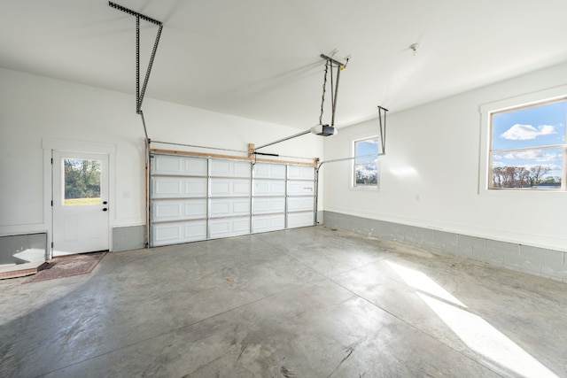 garage with a garage door opener