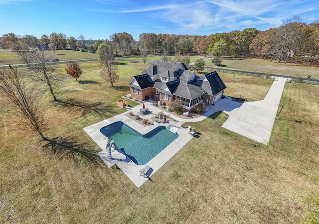 drone / aerial view featuring a rural view