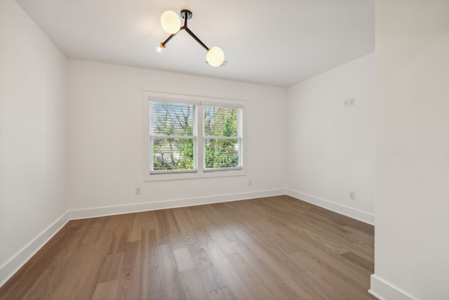 spare room with wood-type flooring