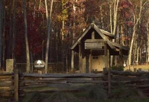 view of front of home with fence and a wooded view