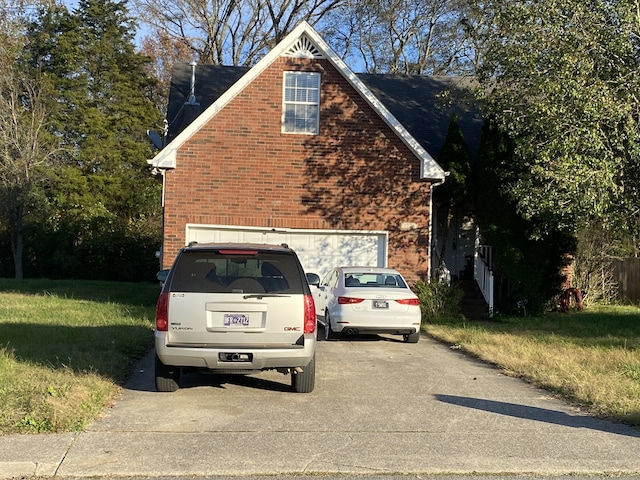 exterior space with a garage