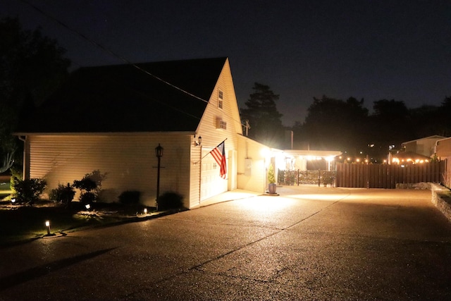 exterior space featuring a garage