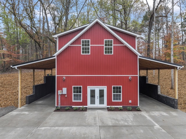 view of outbuilding with french doors